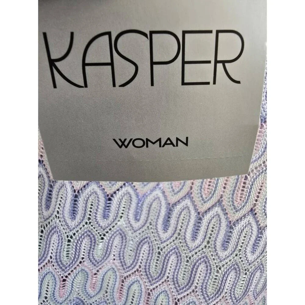 Kasper Plus Size Chevron-Knit Tie-Front Cardigan Women's 2X Blue Lotus Multi